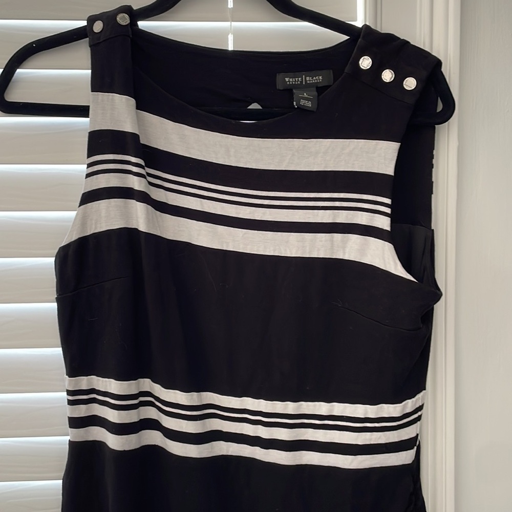 White House Black Market Black and White Striped Midi Dress - Picture 9 of 15